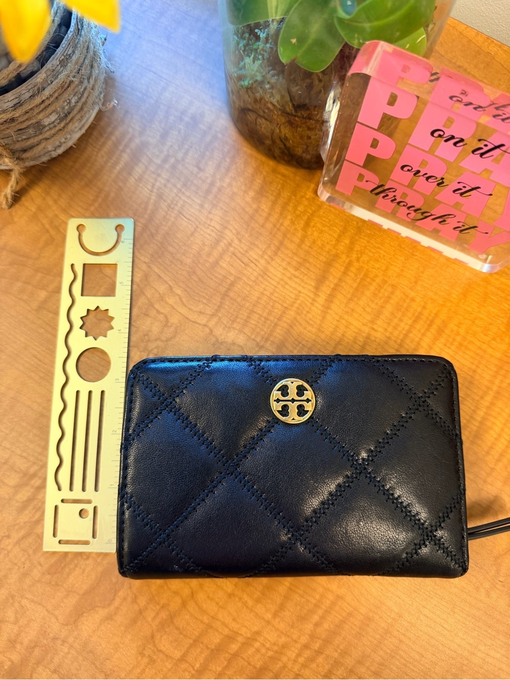 Tory Burch Black Quilted Leather Wallet